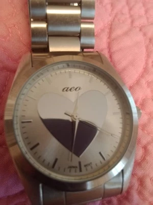 American Eagle Outfitters Stainless Steel Watch Unisex Silver Heart Accent • New - Image 1 of 4