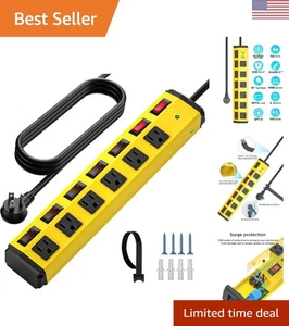Umweltfreundliche 6 Steckdosenleiste mit einzelnen Schaltern & 14 AWG Kabel - 15 AMP - Bild 1 von 9