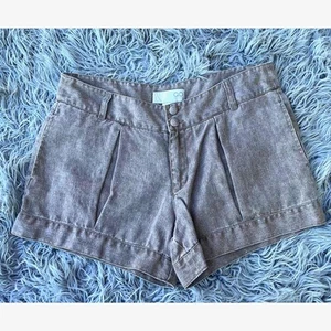 GO International 100% Linen Shorts Khaki Tan Front Pleated Pockets Womens 9 - Picture 1 of 8