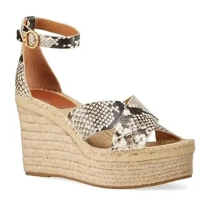 Tory Burch Selby Snakeprint Leather Espadrille Wedge Sandals. Sz 9. NIB! - Picture 1 of 15