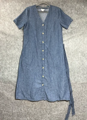 Платье женское Liz Claiborne среднее синее льняная смесь карманы миди капсула прибрежное - Изображение 1 из 4