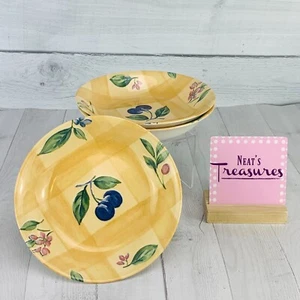 Nikko SPRING DANCE 9830 Berries Smooth Yellow Body Cereal Soup Bowls Set Three - Picture 1 of 9
