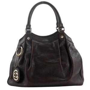 GUCCI 211944 GG Sukey Tote Bag Brown Sima leather Women - Picture 1 of 12