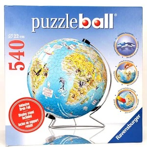 Ravensburger 3D Globe Puzzle 9" PUZZLEBALL Plastic 540 Pieces w/ Stand 111336 - Picture 1 of 9