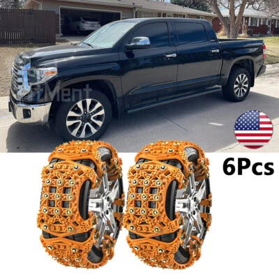 6 PIEZAS Cadenas de Neumáticos Antideslizantes Nieve Camión Emergencia Hielo Barro Para Toyota Tundra Tacoma Foto 1 de 4
