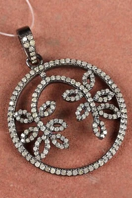 Collar Colgante Hoja Diamante Natural Plata de Ley 925 Plata Fina Joyería Foto 1 de 4