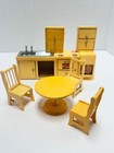 VTG 9 Peace Miniature Doll House Retro Kitchen Furniture Yellow 1:12 Scale AS IS