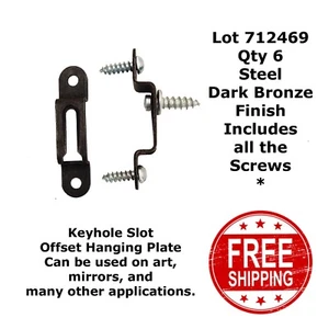 KEYHOLE SLOT OFFSET HANGING PLATE Mirror Picture Shelf Hanger (6) NOS 712469 - Picture 1 of 4