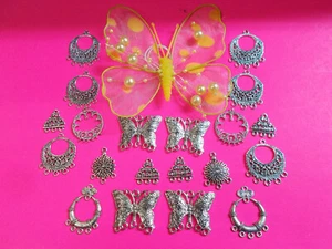 LOVELY ASSORTED SILVER MULTI DROP CHARMS x 22 ITEMS - JEWELLERY # 4 - Picture 1 of 7