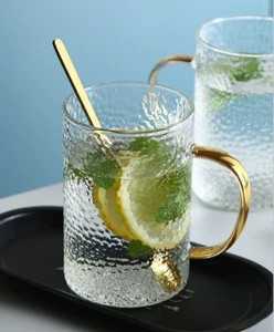350ml Glass Tea Glasses With Golden Handle Coffee CupMug Espresso Drink - Picture 1 of 5