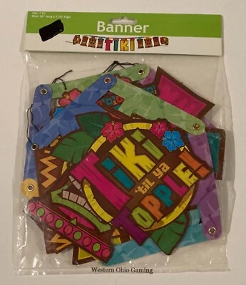 Tiki 'Til Ya Topple 55" Long x 7.75" High Banner NEW READ Party Decoration Foto 1 de 3