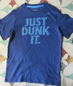 NWT NIKE "Just Dunk It" BASKETBALL BLUE SWOOSH S/S SHIRT Boys MEDIUM or XL - Picture 1 of 2