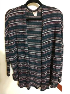 Mossimo Lightweight Blue Multi Stripe Open Cardigan Women’s Large - Picture 1 of 8