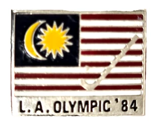 1984 L.A. Olympic Malaysian Flag Hat Pin Pinback Lapel Brooch Vintage HTF - Picture 1 of 2