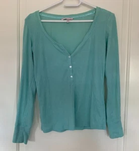 Victoria Secret - Aqua Blue Ribbed Button-up Long Sleeve - Size Extra Small - Picture 1 of 10