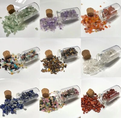 Gemstone Wishing Bottle Semi Precious Tiny Crystal Chips Nuggets - Image 1 of 2