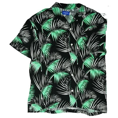 JACK&JONES Hombre Hawái Camisa Verano Vacaciones Hawaiana L Black Verde Nuevo - Imagen 1 de 3
