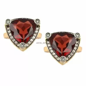 Natural Garnet Gemstone with Gold Plated 925 Sterling Silver Cufflink #2254 - Picture 1 of 3