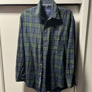 Cambridge Classics Mervvns Size 16-32/33 100% cotton Flannel Green And Blue - Picture 1 of 5