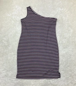 Cato Womens Size M Red White Blue Strip One Shoulder Knit Dress Built In Bra USA - Picture 1 of 8