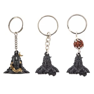 Adiyogi Keyring Lord Shiva Keychain Black Metal 3D Hindu Car Bag Key Ring Gift - Picture 1 of 15
