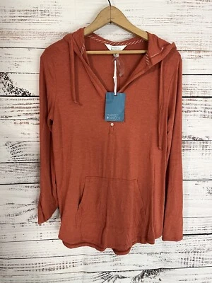 Market & Spruce Shirt Womens Long Sleeve Sweatshirt Hooded Small Orange New - Image 1 of 4