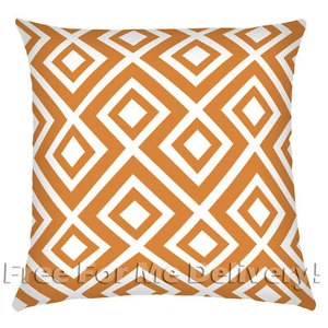 CASA DIAMOND GEOMETRIC ORANGE WHITE DESIGNER PILLOW CUSHION 45x45cm **NEW** - Bild 1 von 3
