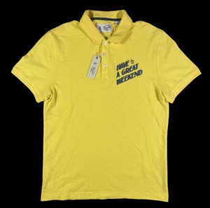 NWT Penguin Munsingwear Polo Shirt Men’s Medium Yellow Have A Great Weekend Logo - Picture 1 of 10