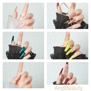 Pintado a mano sobre uñas postizas largo ataúd bailarina conjunto completo uñas falsas - Imagen 1 de 40
