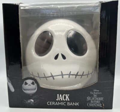 Banco de moedas de cerâmica Disney Nightmare Before Christmas Jack Skellington cabeça novo - Imagem 1 de 4