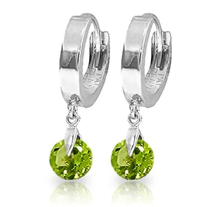 2 Carat 14K Solid White Gold Hoop Earrings Natural Peridot - Picture 1 of 2