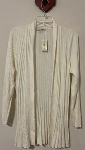 Studio Works Womens Petite Large Ivory Open-Front Ribbed Cardigan NWT! A5278 - Picture 1 of 4