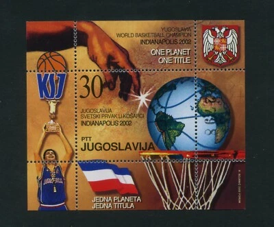 Yugoslavia 2002 Yugoslavia Campeones Mundiales de Baloncesto MS SG MS3356 MNH SAle 6x++++ Foto 1 de 2