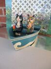 Folk Art Wooden Hand Carved/Painted Fishing Cats in Boat Indonesia