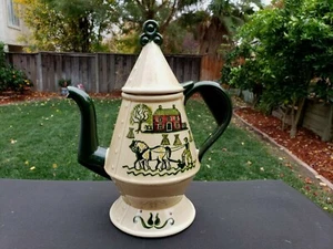 Metlox Poppytrail Green HOMESTEAD PROVINCIAL Coffee Pot & Lid 7 3/8" 5 Cup - Picture 1 of 9