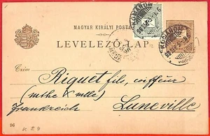 aa2031 - HUNGRÍA Hungría - HISTORIA POSTAL - TARJETA DE PAPELERÍA a FRANCIA 1898 - Imagen 1 de 2