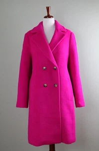 TALBOTS $279 Solid Pink Teddy Italian Wool Long Coat Jacket Top Size XL - Picture 1 of 6
