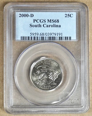 2000-D SOUTH CAROLINA STATE QUARTER PCGS MS68 979191 - Image 1 of 4