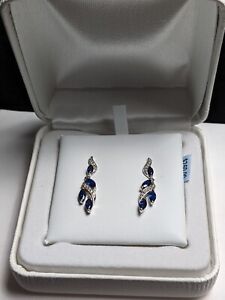 Sterling Silver Lab-Created Sapphire & Lab-Cr. White Sapphire Earrings - $250