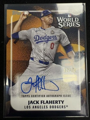 Jack Flaherty 2025 Topps Series 2 World Series Auto Gold /50 Dodgers - Image 1 of 2