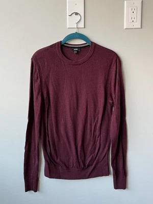 Express Men’s Size Small Burgundy Wine Merino Wool LS Crewneck Sweater - Image 1 of 4