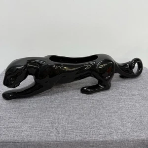 Vintage MCM 1950's Black Stalking Panther Jaguar 15" Ceramic Planter READ - Picture 1 of 16
