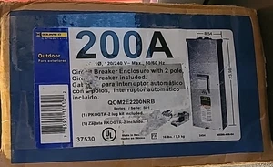 SQ D QOM2E2200NRB Outdoor Circuit Box Enclosure W/ Breaker QO 2-Pole 200 Amp*390 - Picture 1 of 5