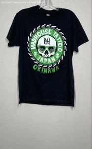 Gildan Black Madhouse Tattoo Okinawa Japan T-Shirt - Size M - Picture 1 of 5