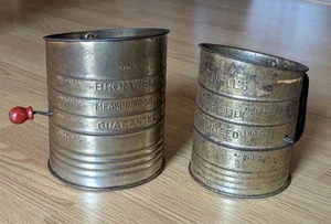 Bromwell's Measuring Sifter Guaranteed 5 & 3 Cups Wood Crank Handle Set of 2 - Picture 1 of 11