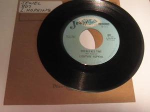 ROCK ROLL RHYTHM BLUES 45 RPM RECORD BREAKFAST TIME LIGHTNIN HOPKINS JEWEL - Imagen 1 de 1