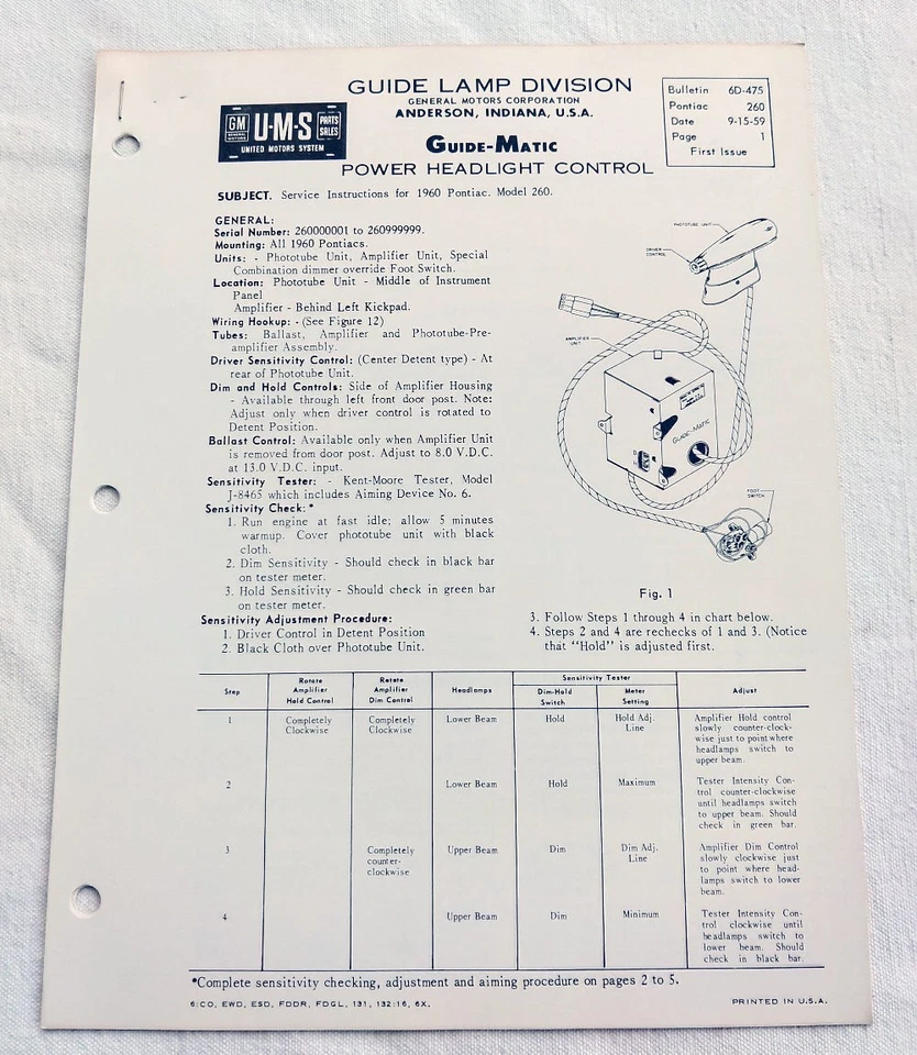 Pontiac Bonneville Catalina 1960 original GM Guide-Matic información de servicio/reparación nuevo en stock Foto 1 de 4