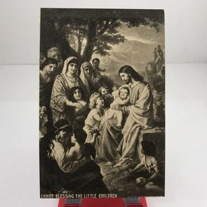 Postal vintage de 1920 de Cristo bendiciendo a los niños pequeños / sin publicar - Imagen 1 de 2