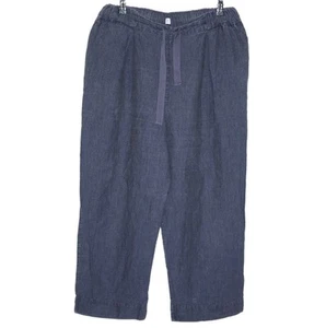 Pantalón Toast Lino Pierna Ancha M Mediano Azul Marino Oscuro Bolsillos Cintura Elásticos - Imagen 1 de 13