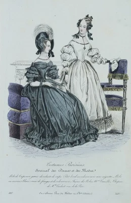 Robe de Crepe noir,  1837, Sst. Historismus Mode 1800-1849 Unbekannt (19.Jhd) - Bild 1 von 4